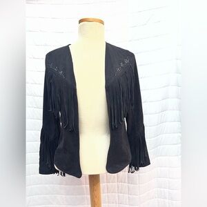 Hollister Black Fringe Leather Jacket